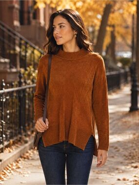 Intimately Free People Cinnamon Shimmery Fitted Mock Neck  Sz Womens M